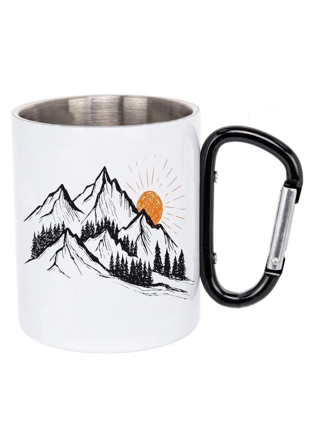 Кружка металлическая с карабином (black) туристическая 300 мл #0005 белая No Brand (316119517)