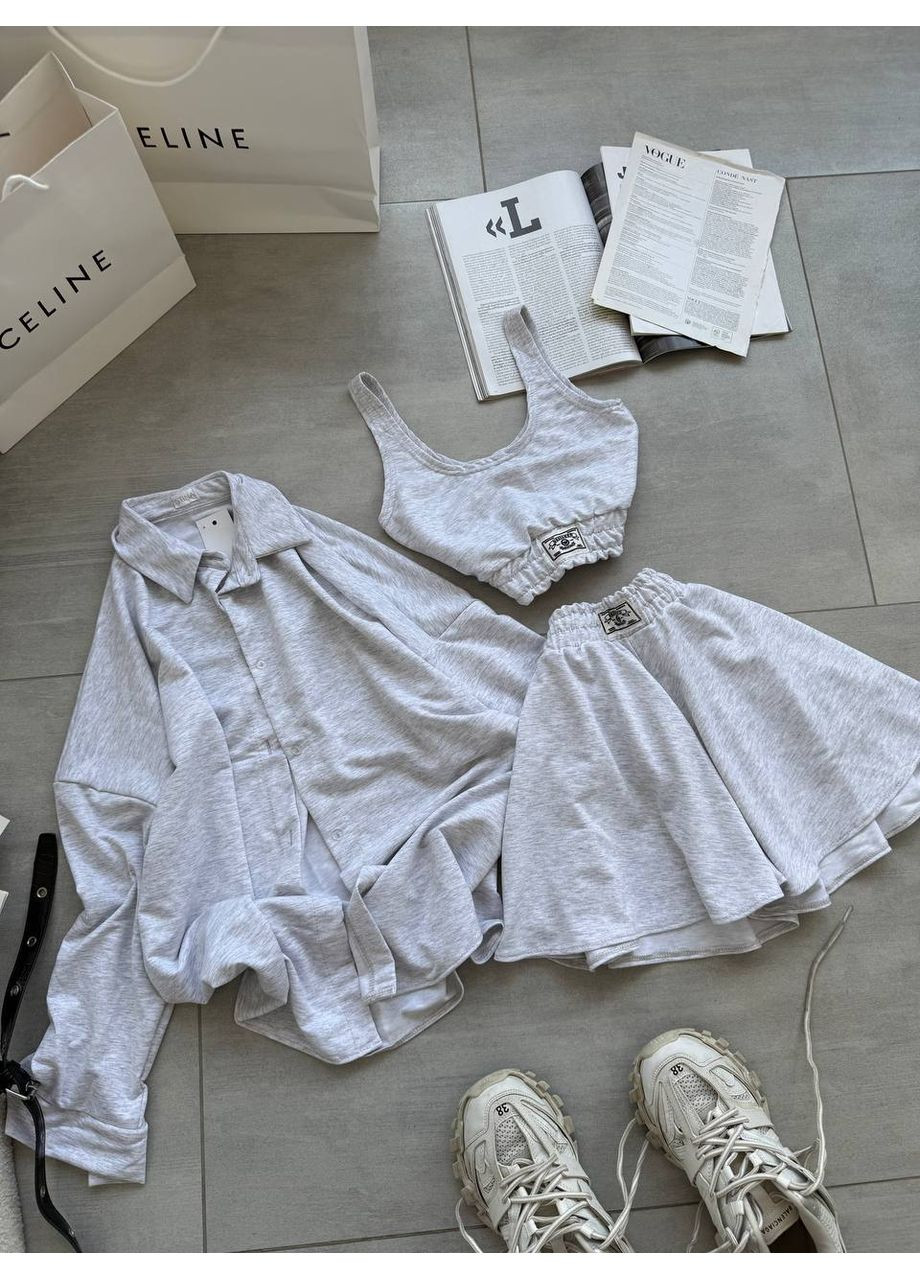 Жіночий костюм-трійка зі спідницею та топом Україна (351386304)