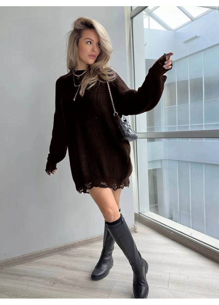 Темно-коричнева в'язана сукня туреччина Osoblyva