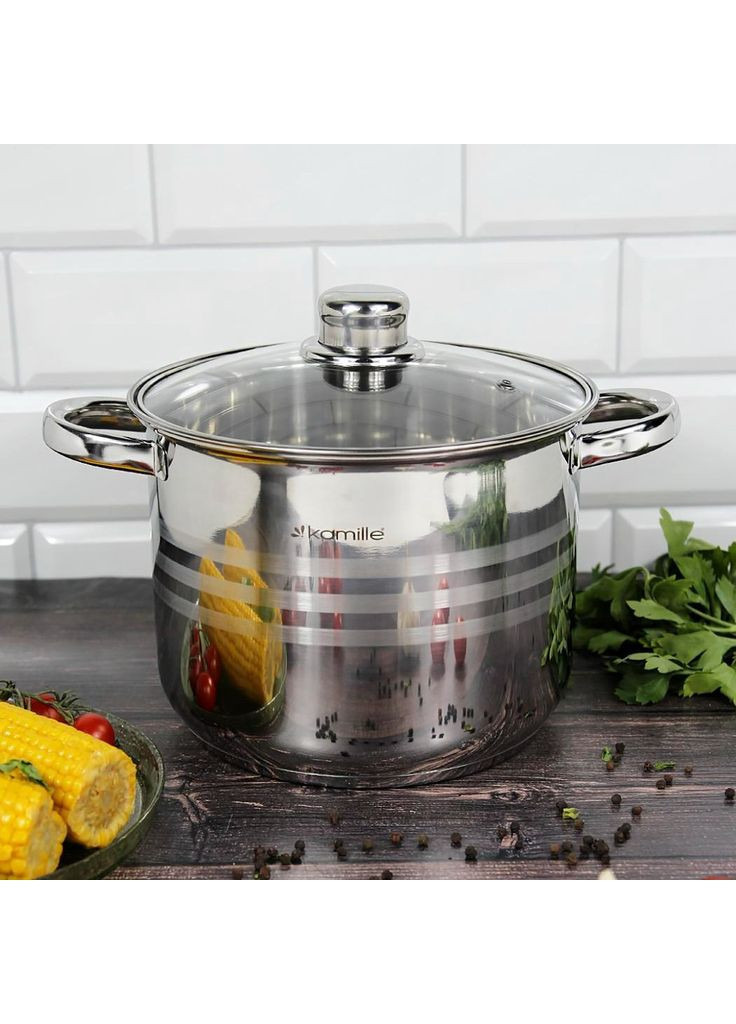 Каструля з нержавіючої сталі з кришкою 4,5 л KM-5401 Kamille (350940921)