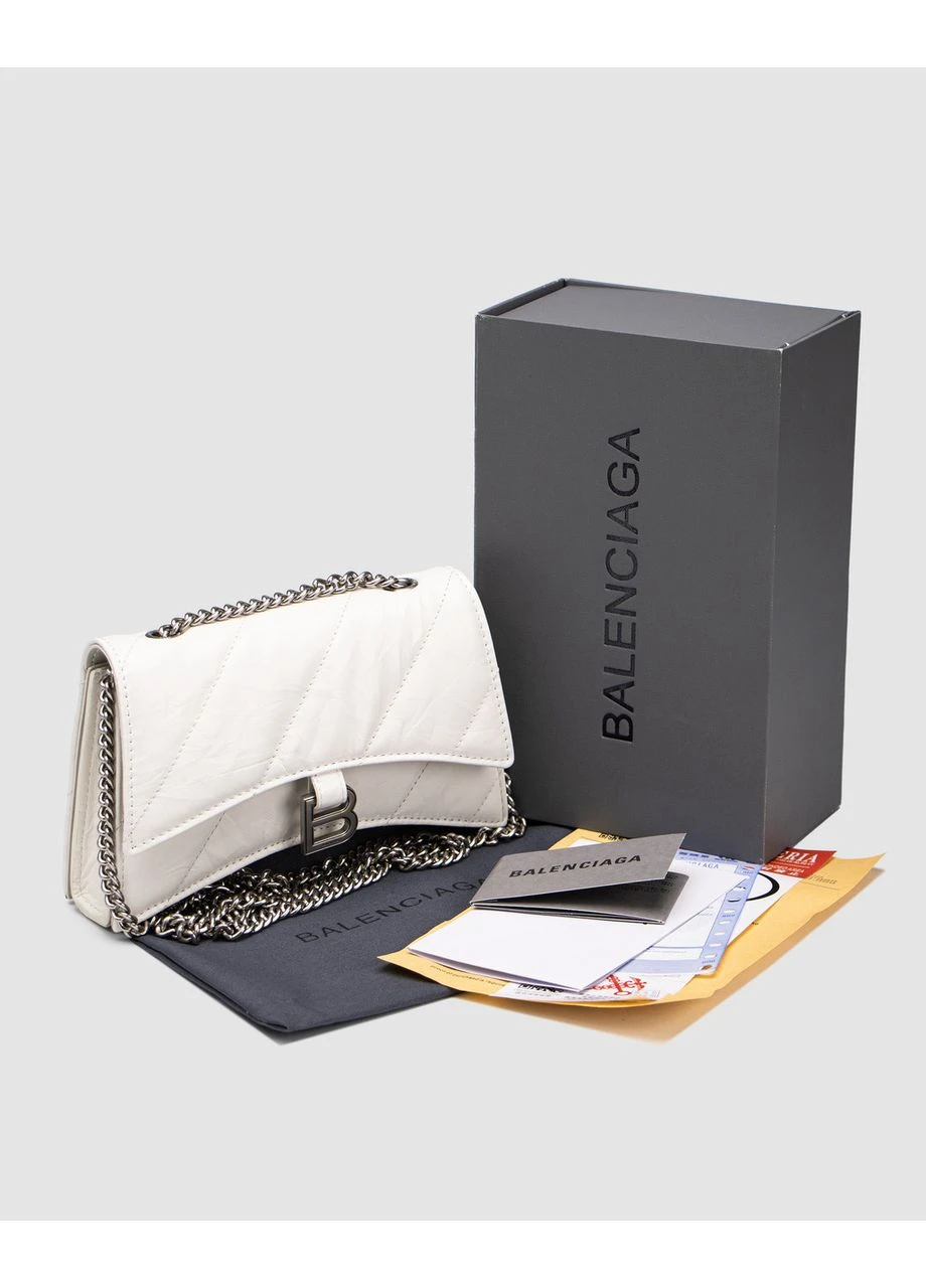 Сумка BALENCIAGA Crush Small Chain Bag Quilted in White / Silver Баленсиага No Brand (377507677)
