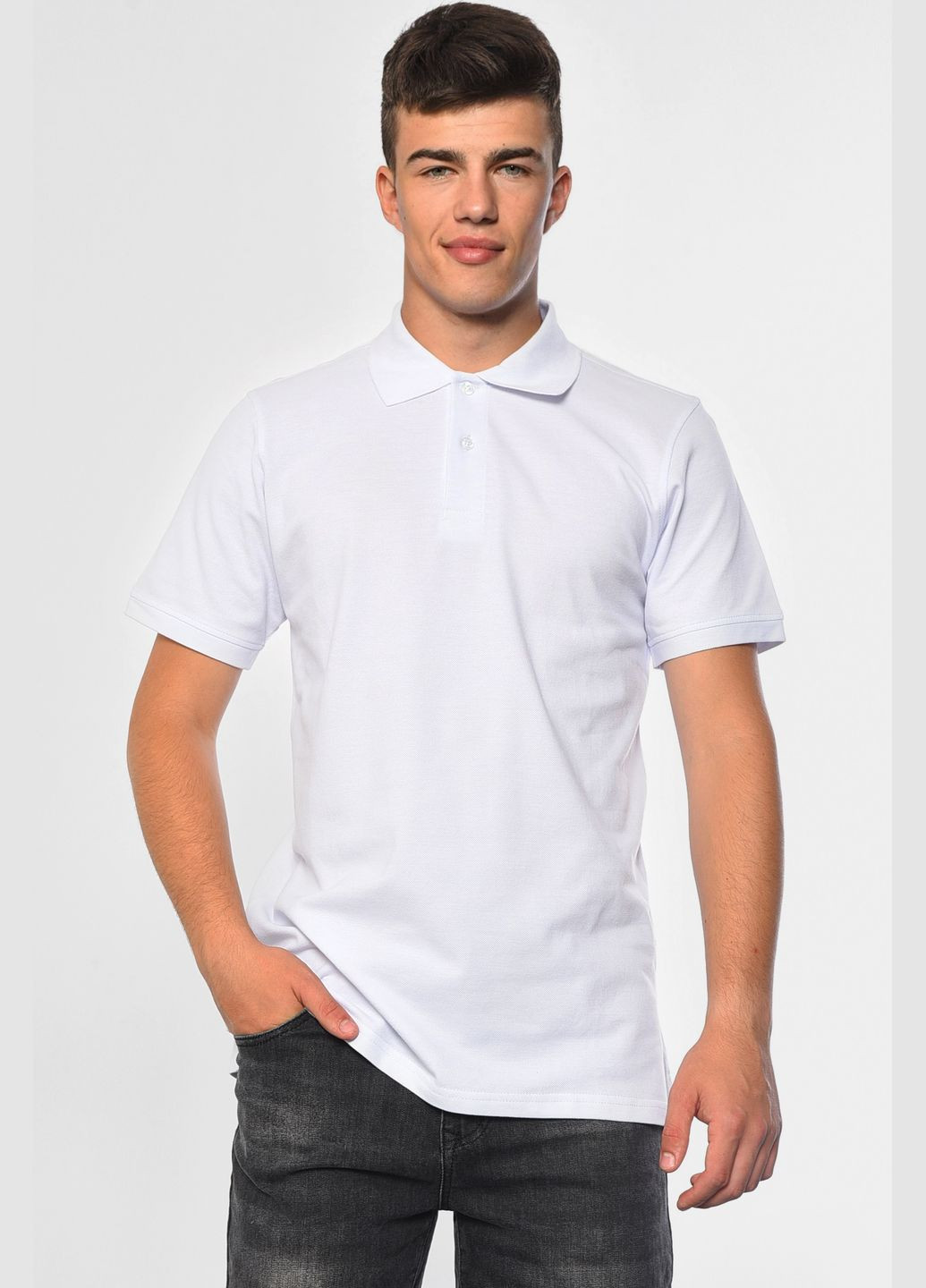 Біла футболка чоловіча поло білого кольору Let's Shop