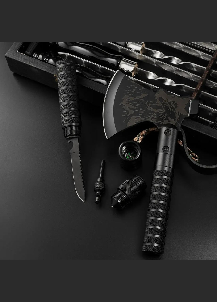 Подарунковий шашличний набір—стіл "Grills G17S" Чорний | Набір для подарунку чоловіку Handmade G017S (347645094)