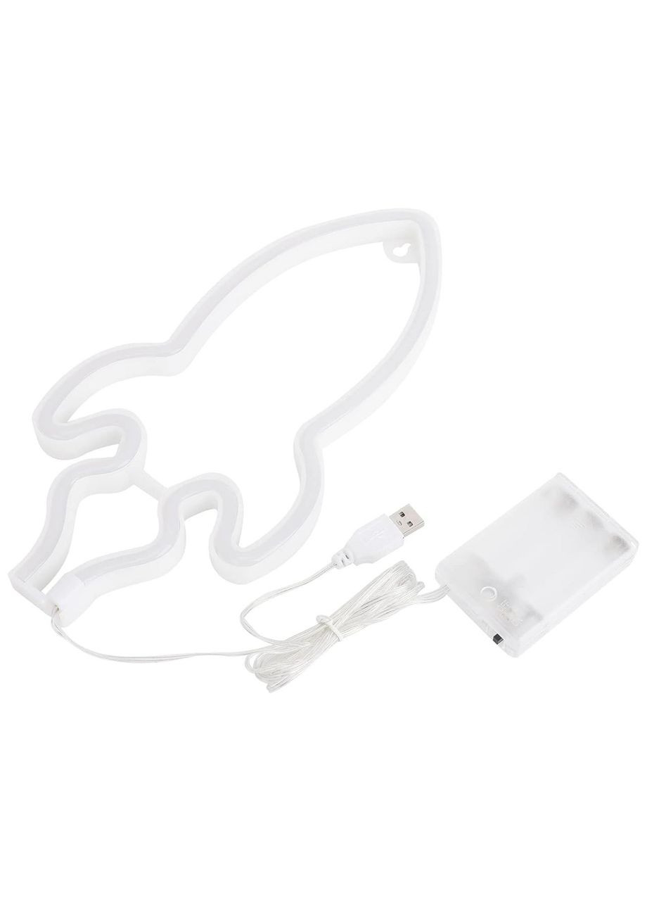 Настенный светильник Ракета Rocket на батарейках и USB Неоновый светодиодный ночник для интерьера Forus (317404416)