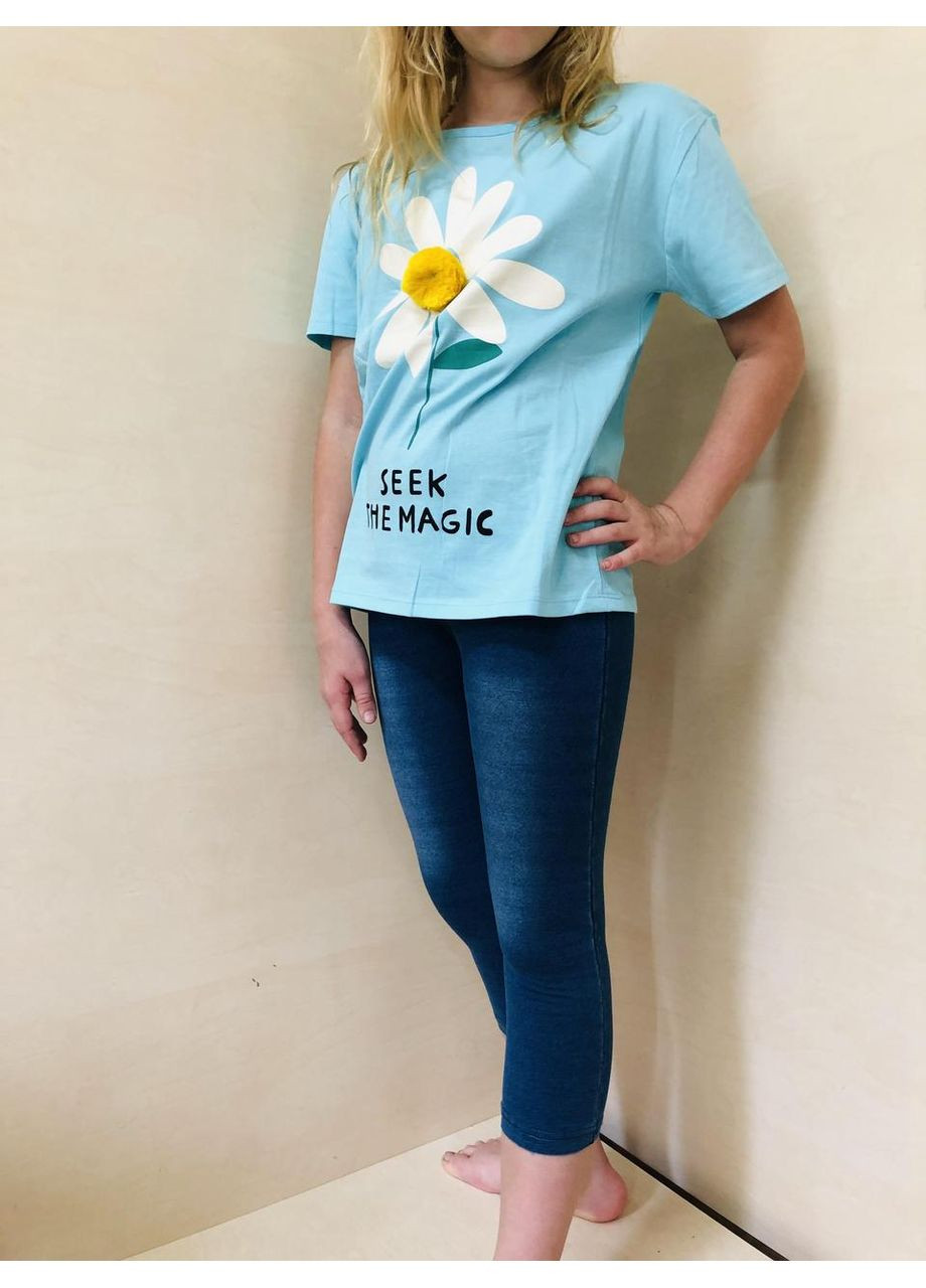 Летние бриджи удлиненные шорты для девочки Джинсовый трикотаж Венгрия 110 116 122 128 134 140 146 152 158 164 No Brand (366819692)