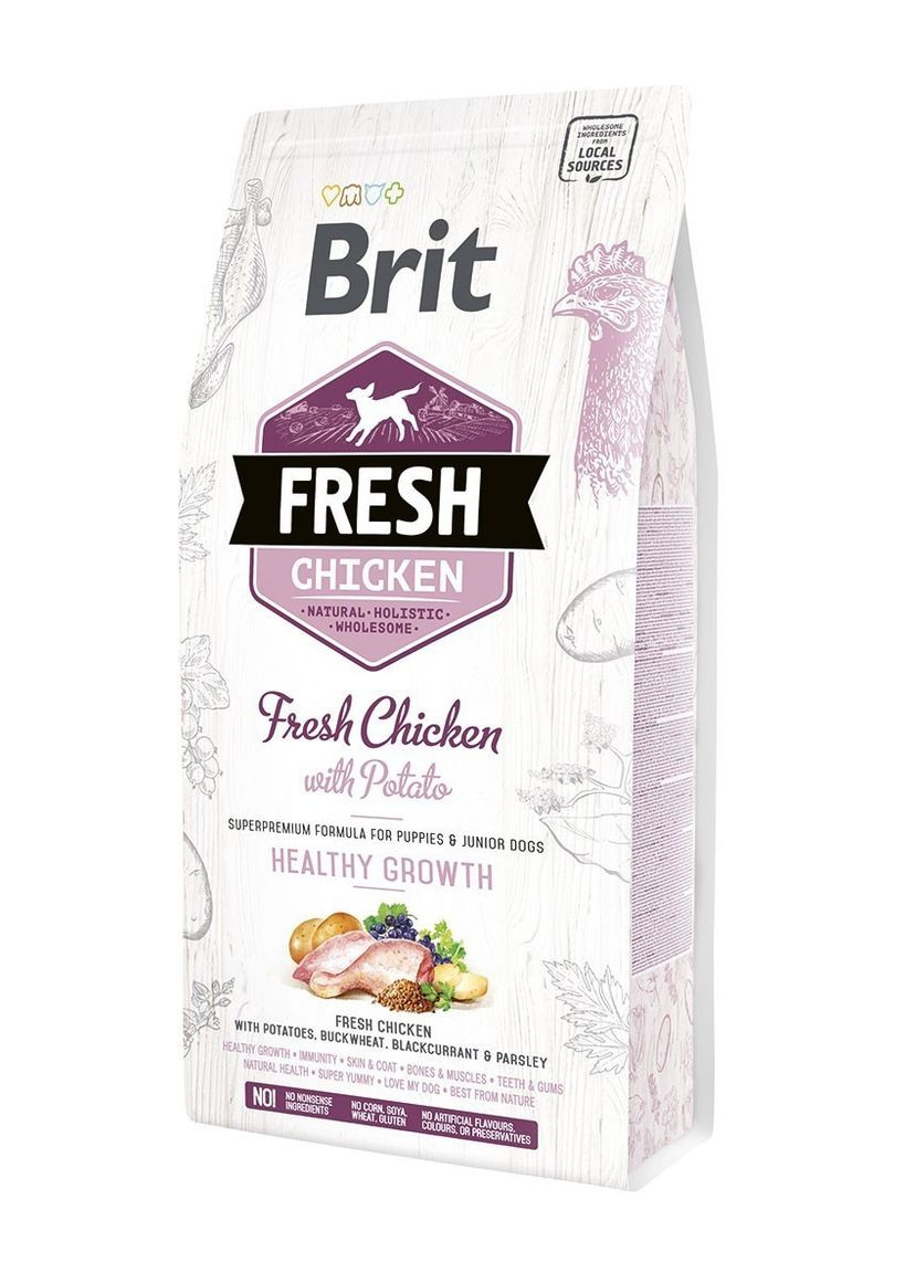 Сухой корм Fresh Chicken & Potato Healthy Growth 2,5 кг (для щенков и юниоров) Brit (293408130)