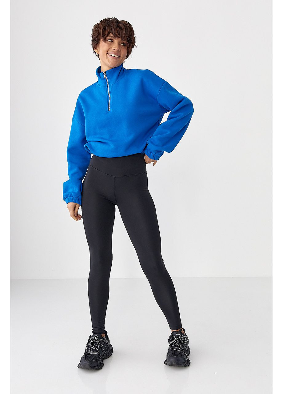 Синій однотонний спортивний світшот із начосом Lurex (366241620)