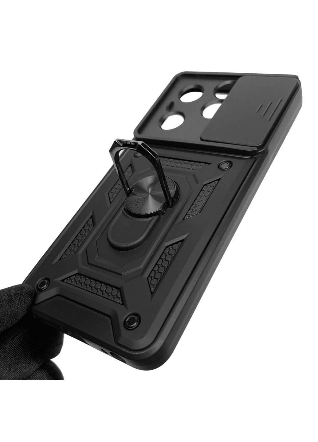 Чехол для Spark Go 2024 BG6 бронированный с кольцом со шторкой на техно спарк го 2024 чёрный rg1 Tecno (366019116)