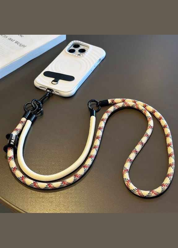 Пастельний універсальний ремінець-шнурок із двох частин 2в1: на шию, на руку, через плече Бежевий No Brand (328958129)