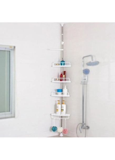 Кутова полиця для ванної кімнати на 4 яруси до 15 кг з тримачем рушника, стелаж для ванних аксесуарів No Brand (361669563)