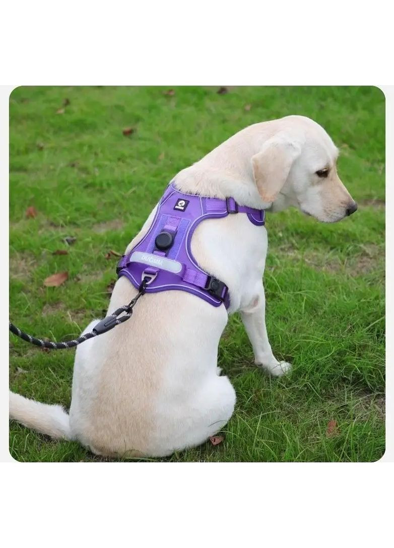Шлея для собак Duomm Teg с держателем для GPS-трекера, светоотражающая регулируемая Фиолетовый, XL No Brand (373444035)