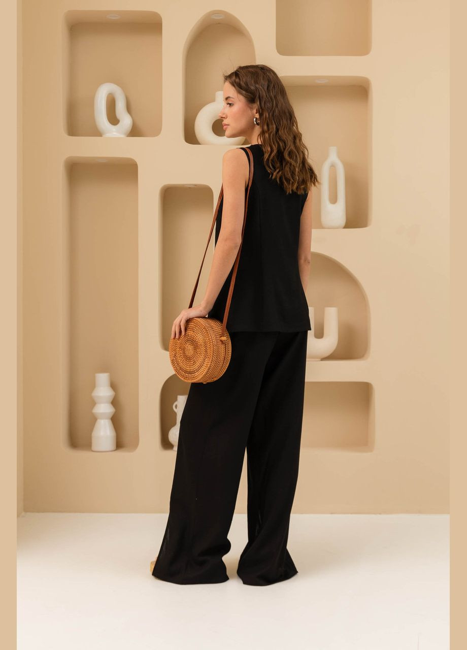 Черный льняной жилет на пуговицах Seventeen (345707910)