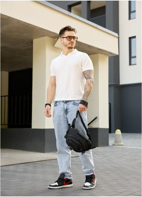 Чоловіча тканинна сумка через плече Чорна (9670301517) Sambag (361244881)