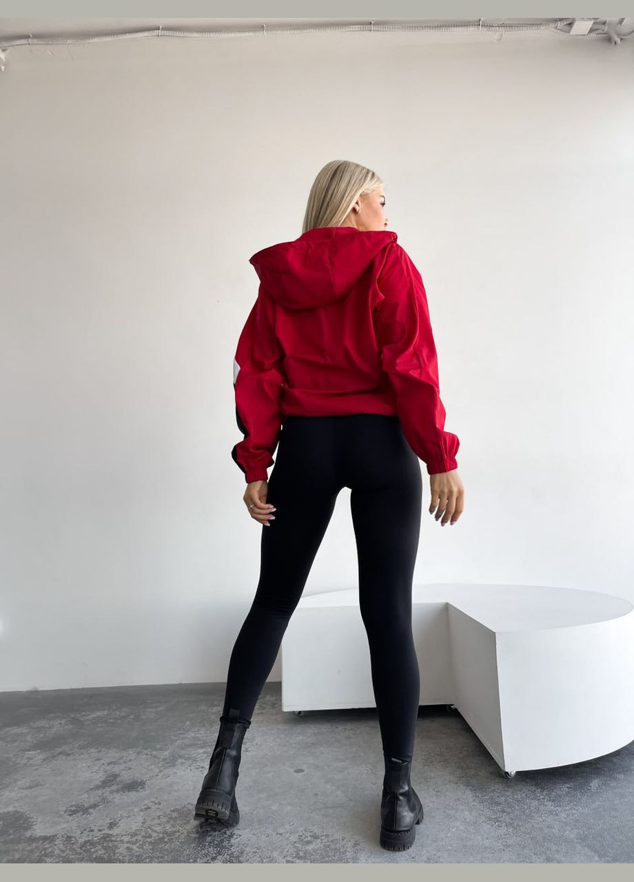 Красная демисезонная стильная красно-белая куртка из качественной матовой плащёвки канада с карманами и двойным капюшоном, лёгкая куртка No Brand 899-1