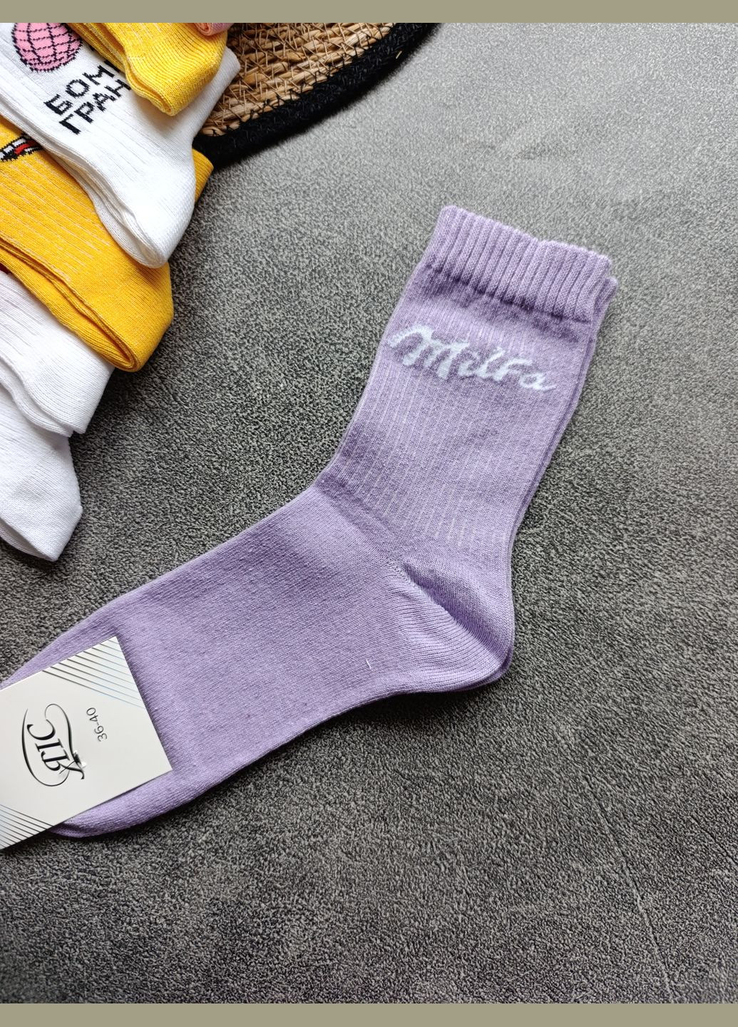Фіолетові 1 пара шкарпеток ЯІС написи (332660737)