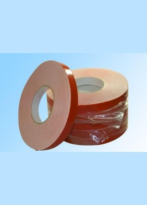 Спеціалізований двосторонній скотч на спіненій основі білий з червоним лайнером 18 ммх2,5 м, 1 мм, ящик 56 шт. No Brand (316091785)