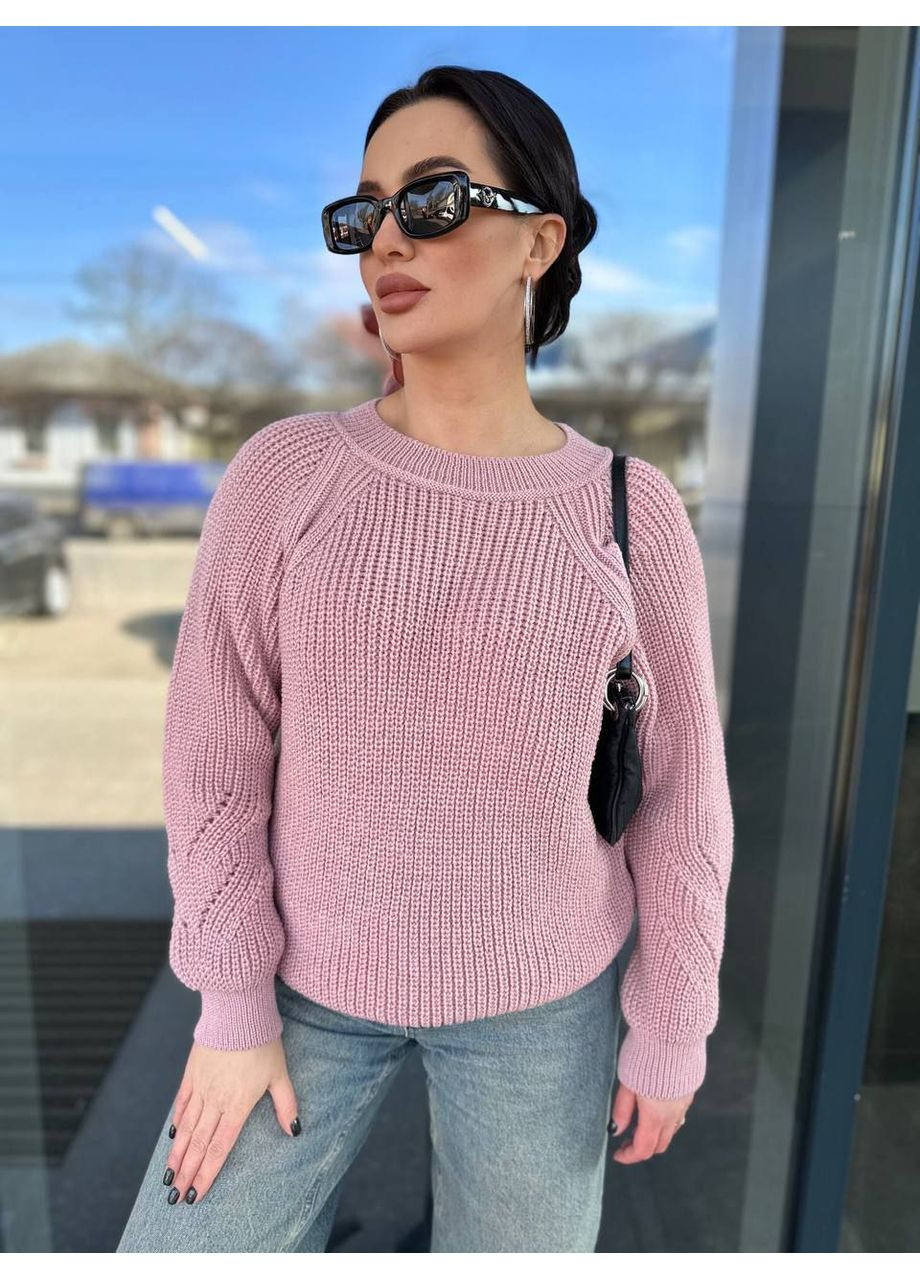 Світло-рожевий демісезонний светр в'язаний теплий LeVi