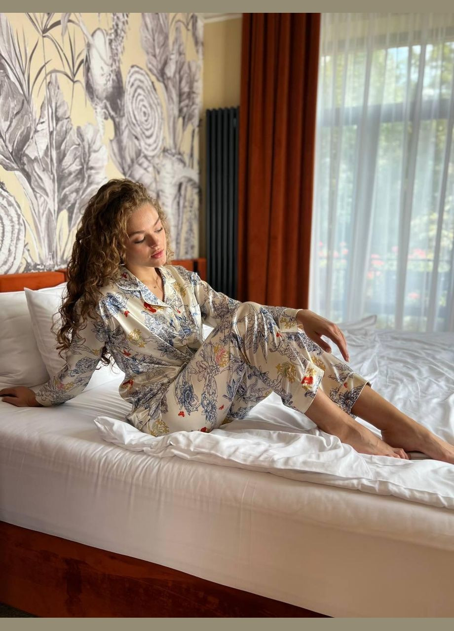 Комбинированная всесезон женская пижама 2477 (молочная) No Brand