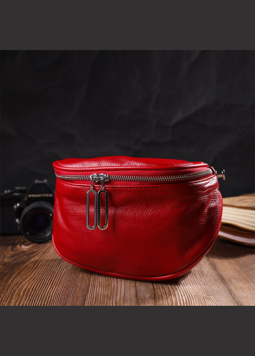 Жіноча напівкругла сумка через плече із натуральної шкіри з одним відділенням Vintage Червона (sku_22081) No Brand (329853477)