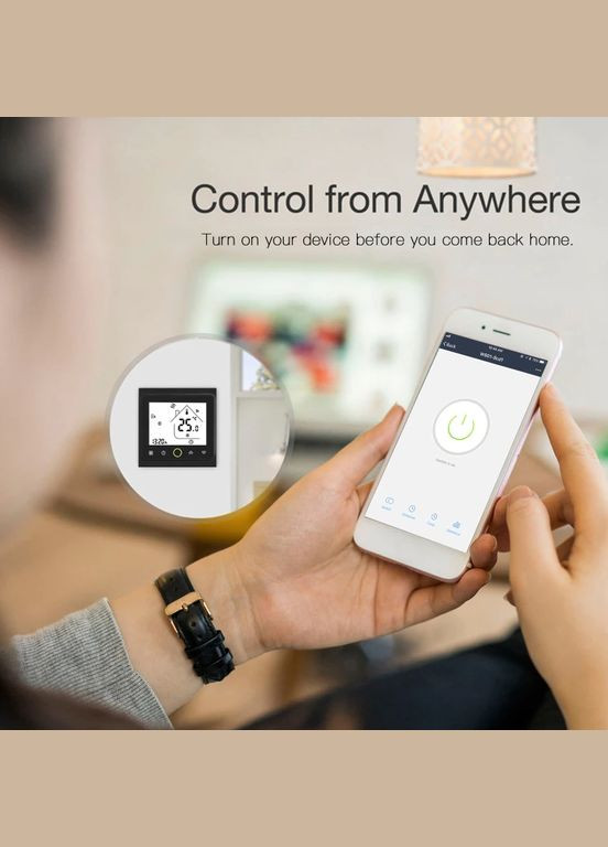 Розумний програмований сенсорний термостат Moes BHT-002-GA (3A) для водяних систем опалення з WIFI керуванням No Brand (300577739)