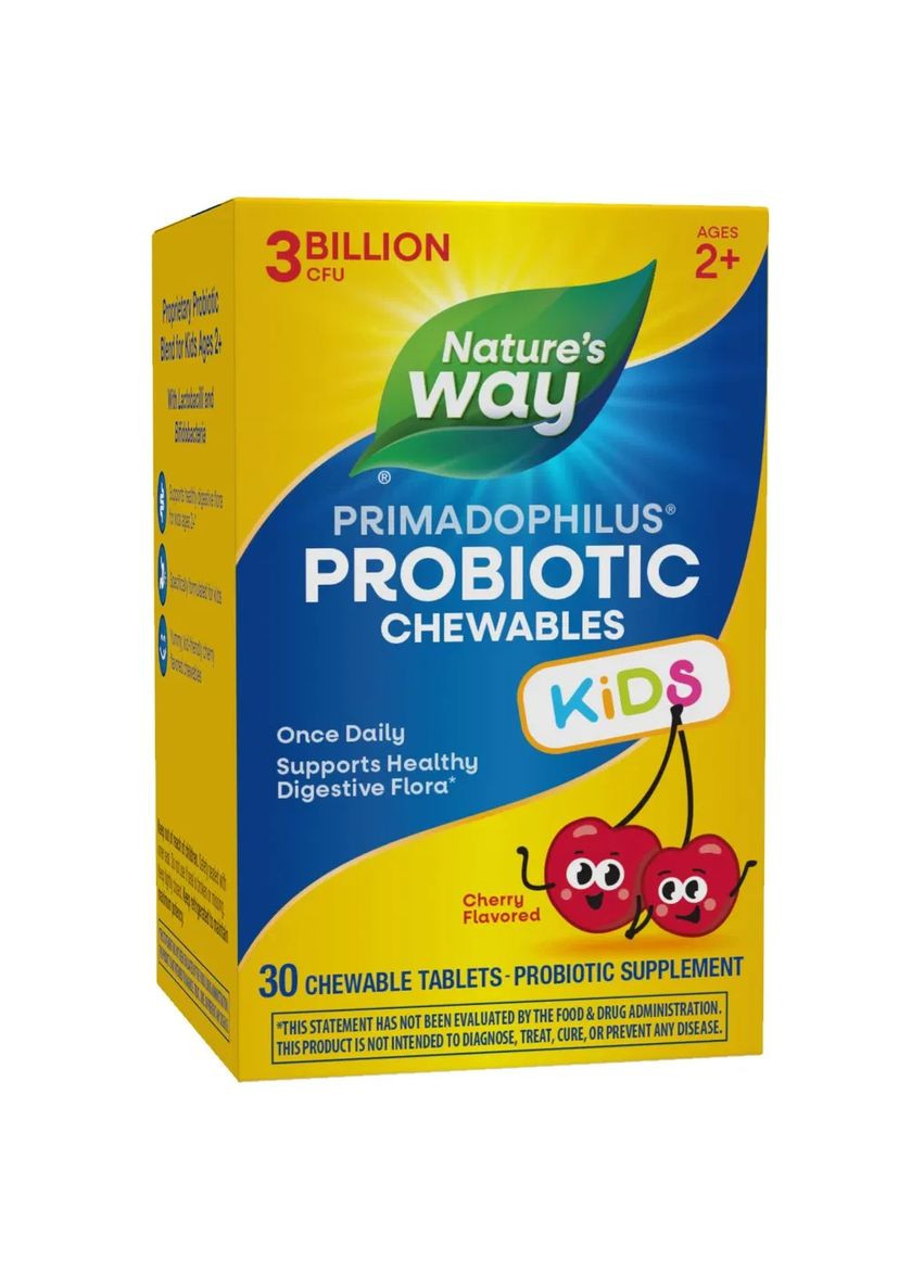 Пробиотик для детей Primadophilus вишня 3 млрд. CFU 30 таблеток Nature's Way (361115912)
