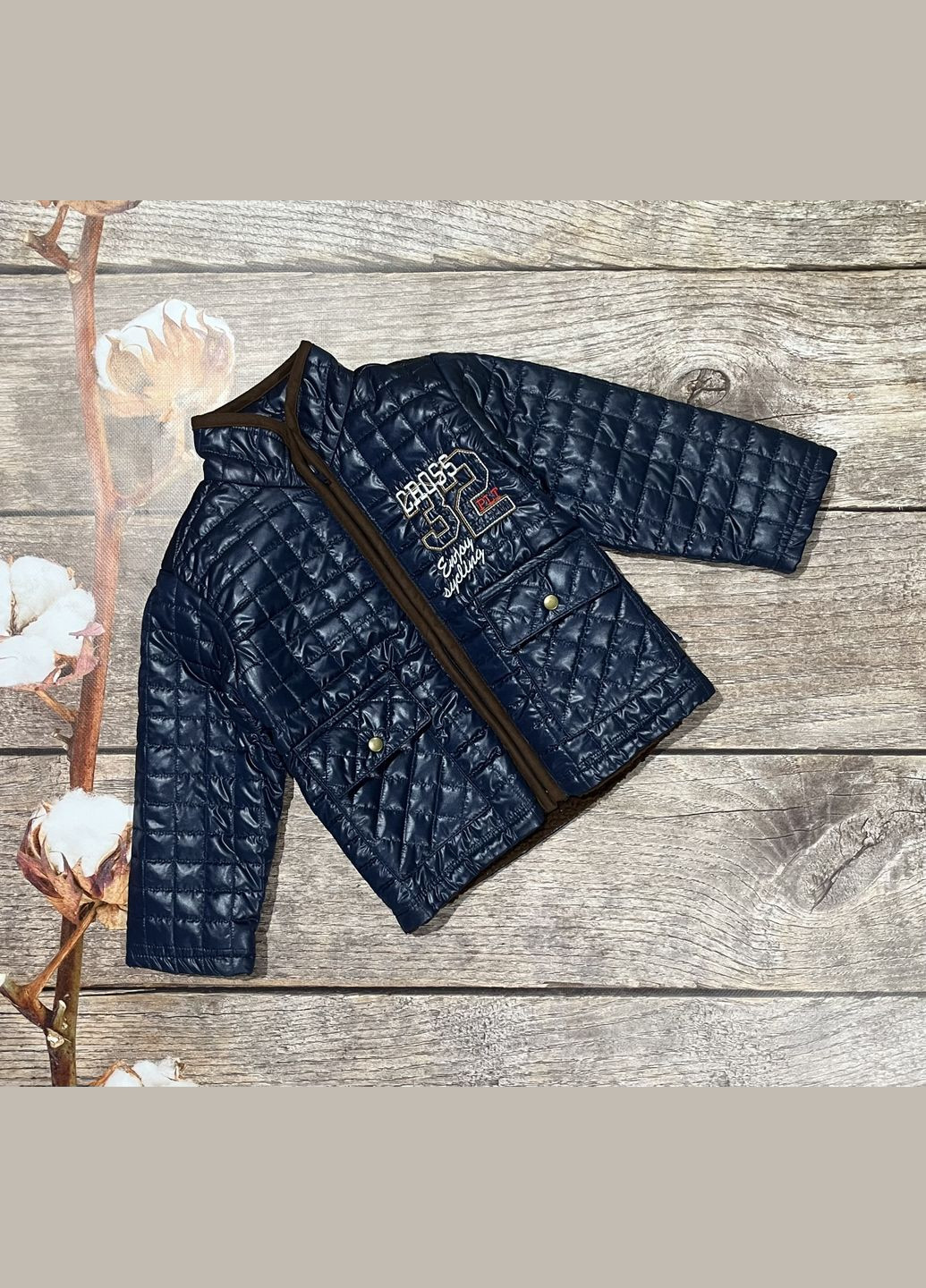 Темно-синя демісезонна куртка No Brand