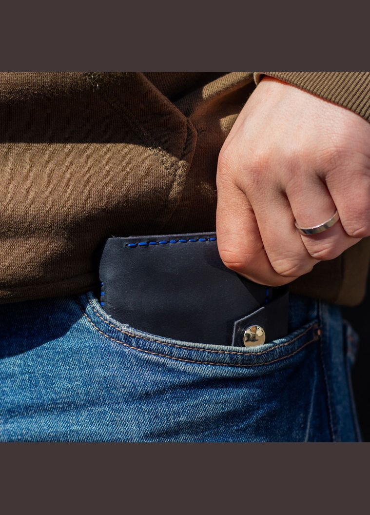 Кошелекзажим Slim темно-синий, натуральная кожа SD Leather (306557936)