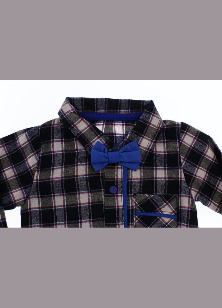 Синий демисезонный костюм с длинным рукавом для мальчика трикотажный в клеточку синий 68 см (33111) BABYKROHA