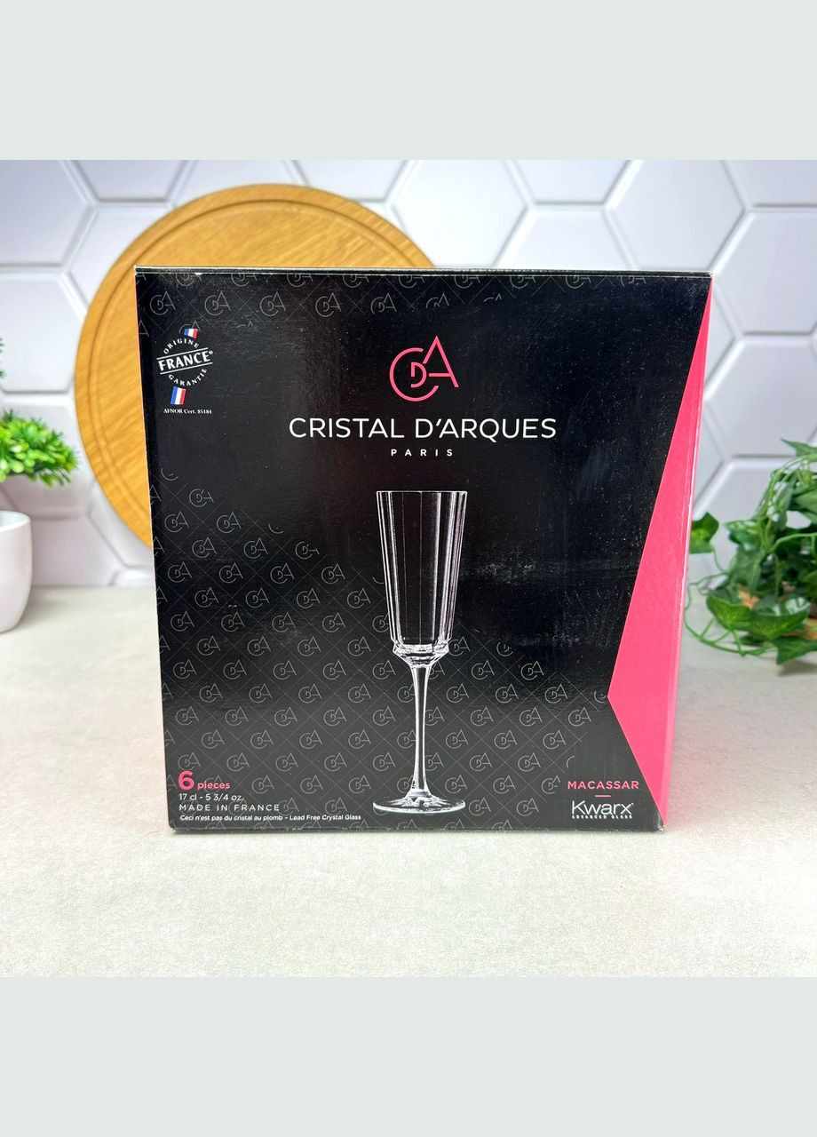 Келихи для шампанського з кришталевого скла 170 мл 6 шт Cristal D`Arques Macassar Cristal d'Arques (308251268)