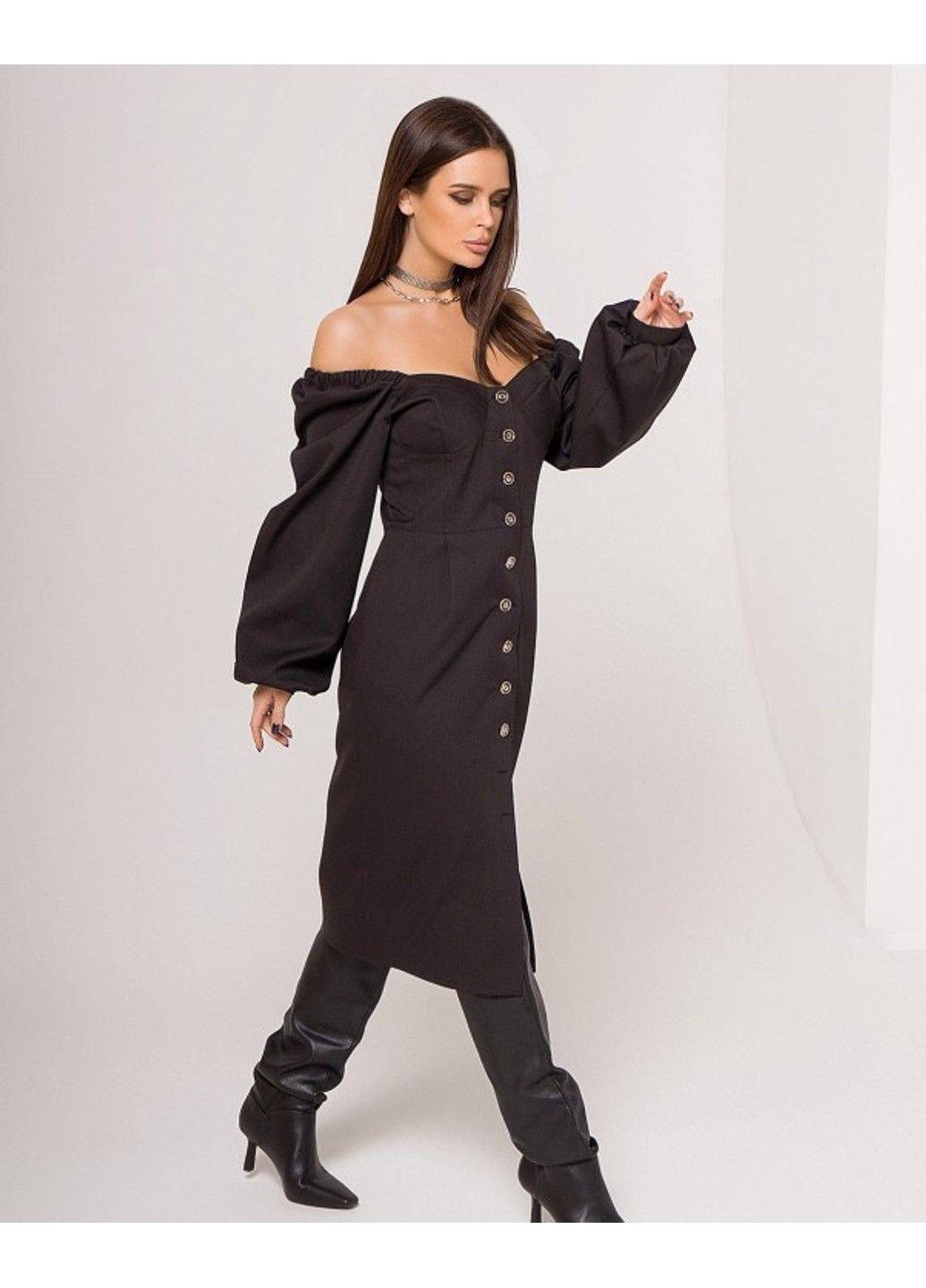 Чорна вечірня сукня sa-377 чорний ISSA PLUS