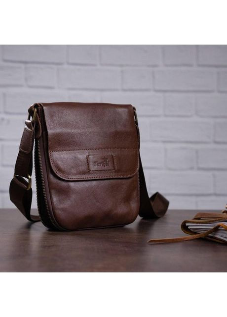 Сумка планшет через плечо для документов и для телефона мужская из натуральной кожи маленькая Коричневый 37192 Shvigel (354330623)