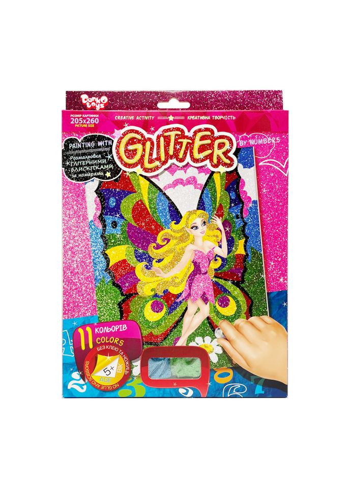 Розмальовка глітерними блискітками за номерами "Фея" РГН-02-05 міні 20,5х26 см Danko Toys (362589061)