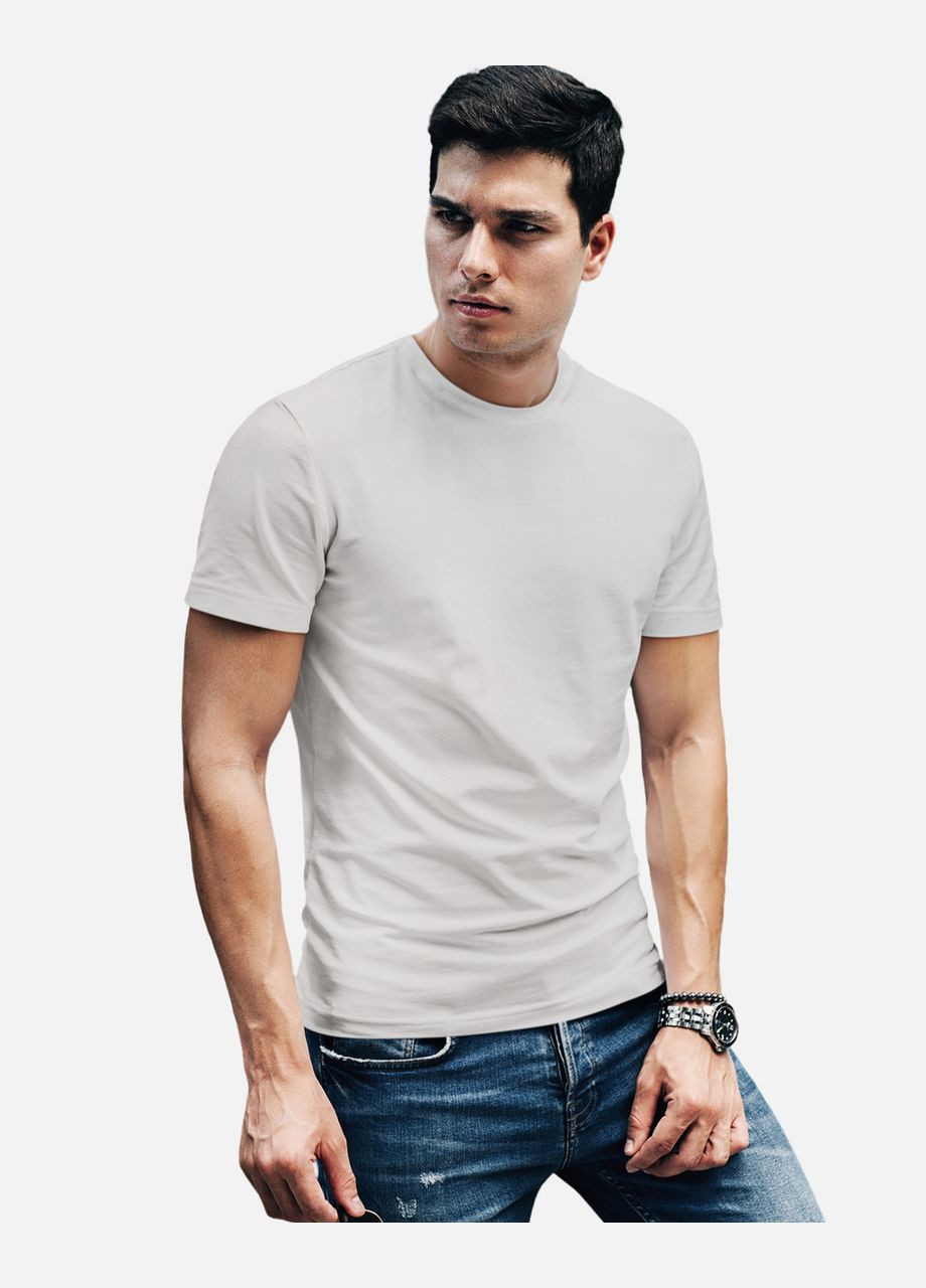 Серая футболка мужская базовая из натурального хлопка с коротким рукавом Mishe Basic