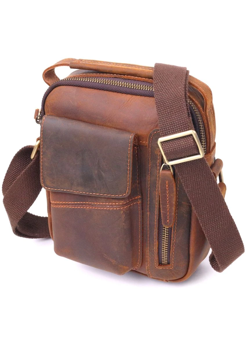 Наплічна Чоловіча Сумка З Натуральної Шкіри Коричнева Seli Vintage (392704537)