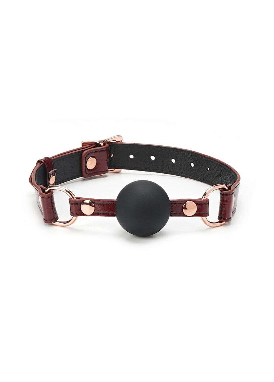 Силіконовий кляп Liebe Seele Wine Red Ball Gag, діаметр кульки 4,3 см, ремінь із натуральної шкіри No Brand (303904487)