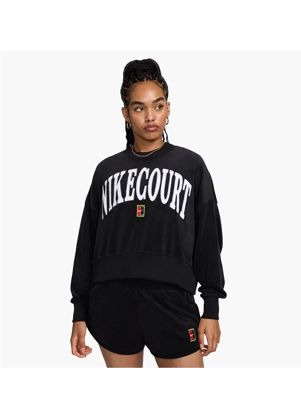 Світшот жіночий Nkct Hrtge Flc Oos Gfx Crew Black Nike (365961356)