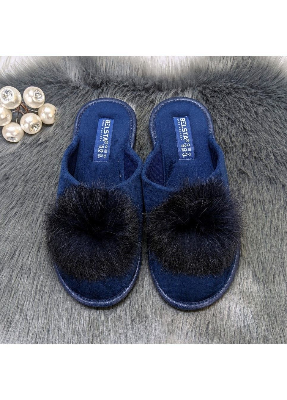 Синие тапочки домашние женские Белста