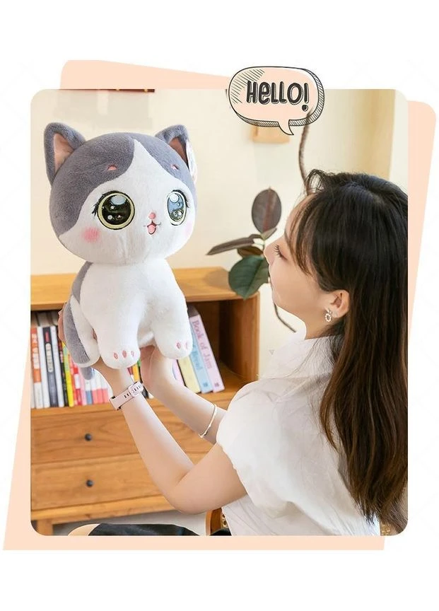 Игрушка Котенок Сидячий Серый плюшевый Seli No Brand (392708347)