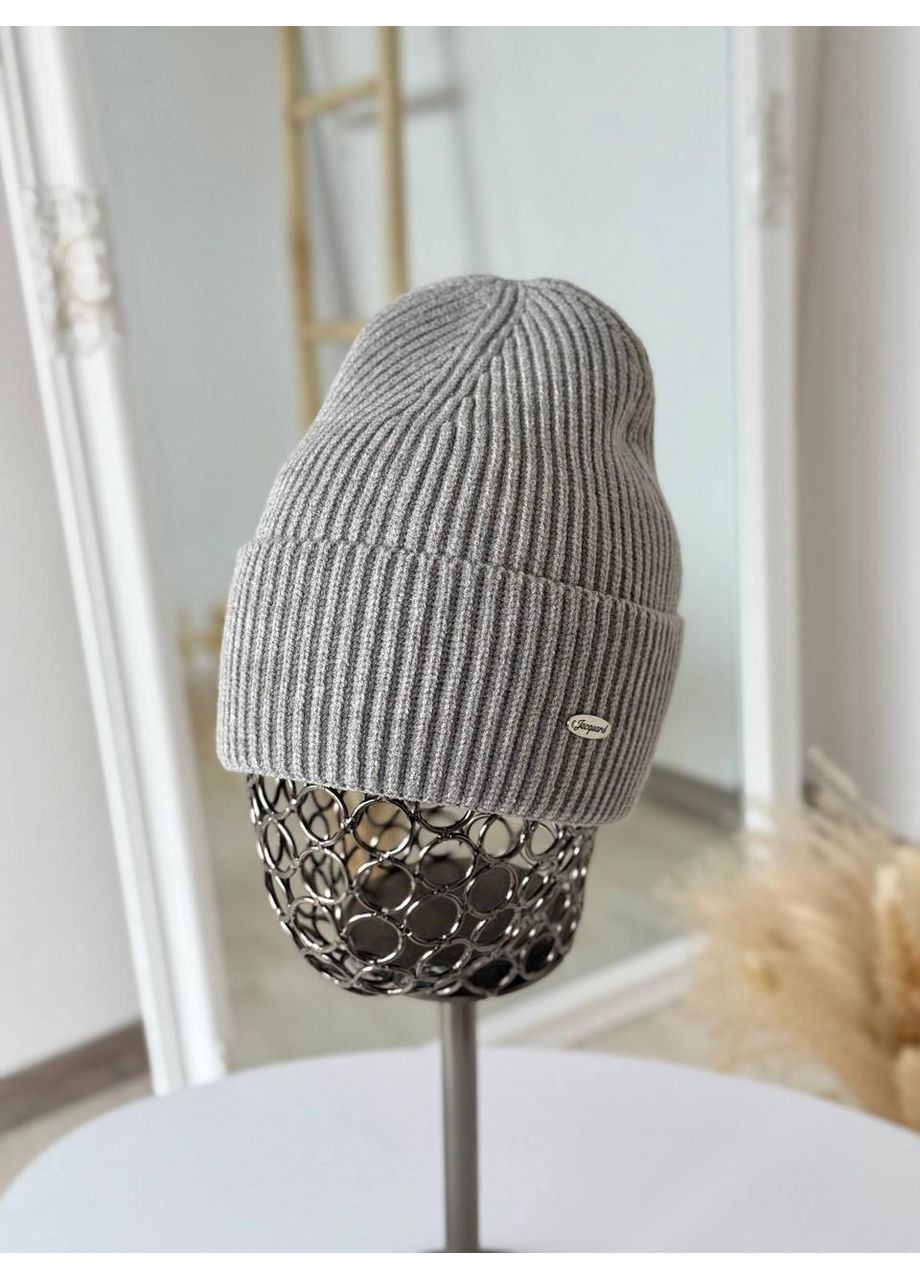 Стильная вязаная женская шапка с отворотом и невысокой лопаткой, универсальный фасон. Зимняя вязаная женская шапка No Brand (362918077)