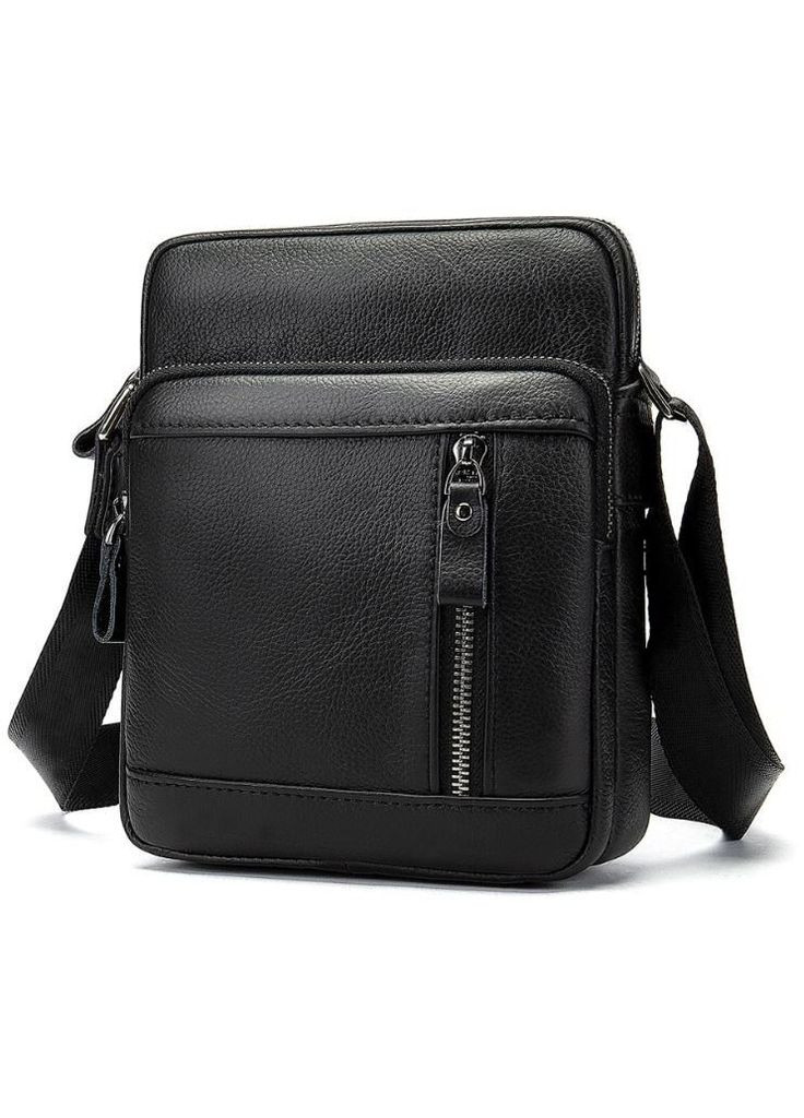 Шкіряна сумка крос боді чоловіча месенджер через плече чорна 14701 Vintage (329198740)