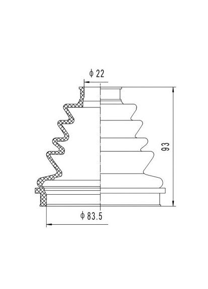 Пильник ШРКШ гумовий + змазка ПЫЛЬНИК К-Т VW GOLF, PASSAT 83-97, SEAT CORDOBA, IBIZA 96-99 ВНЕШН 2710-1009 XLB PROfit (366195082)