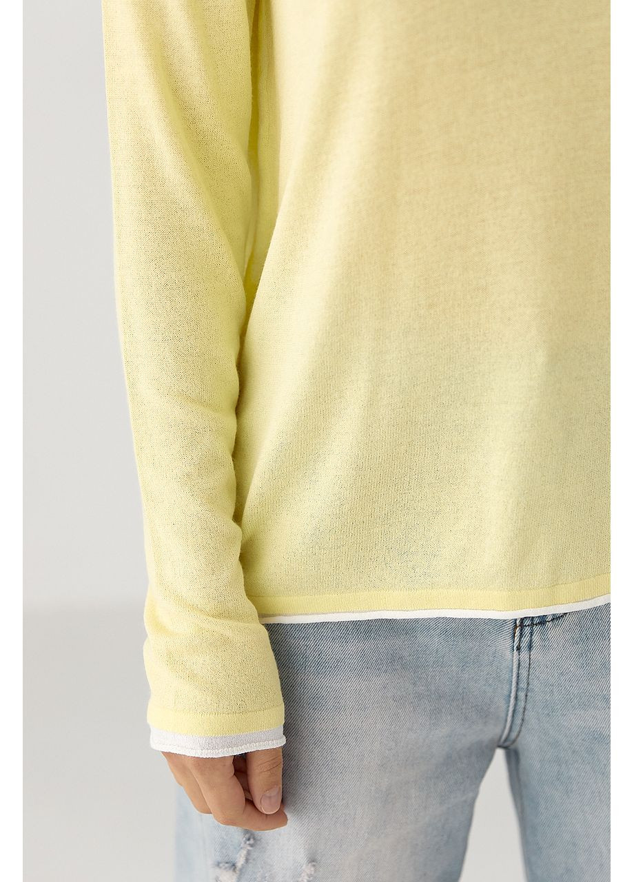 Напівпрозорий лонгслів з контрасною окантовкою Lurex (350948909)