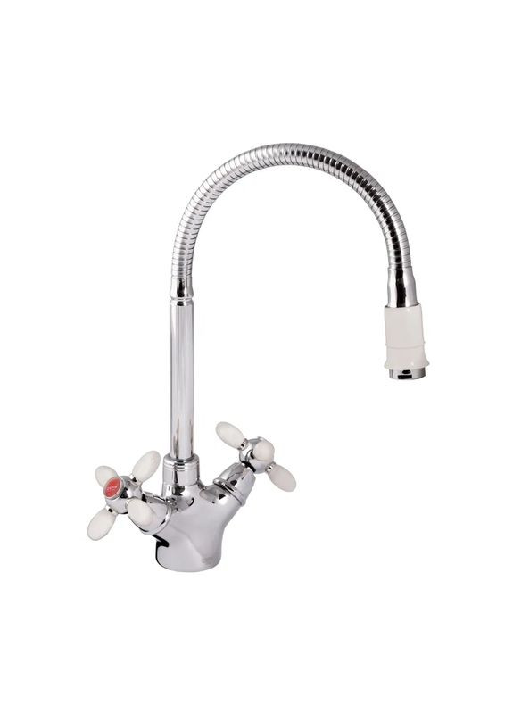 Кухонный смеситель Z5860-7 с белыми ручками (ZX0349) Zerix (370948226)