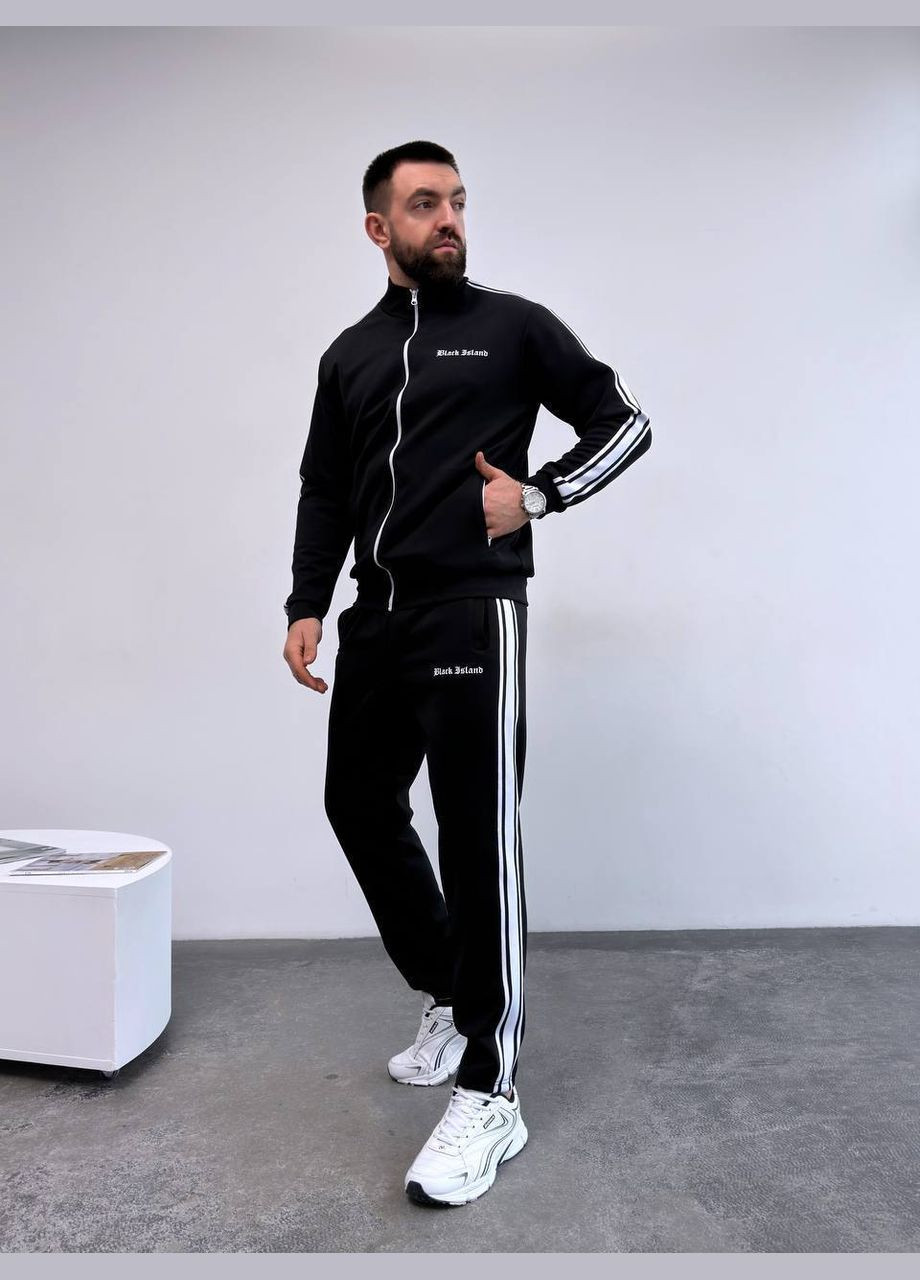 Чоловічий спортивний костюм з лампасами чорного кольору 33063 Fashion (331605878)
