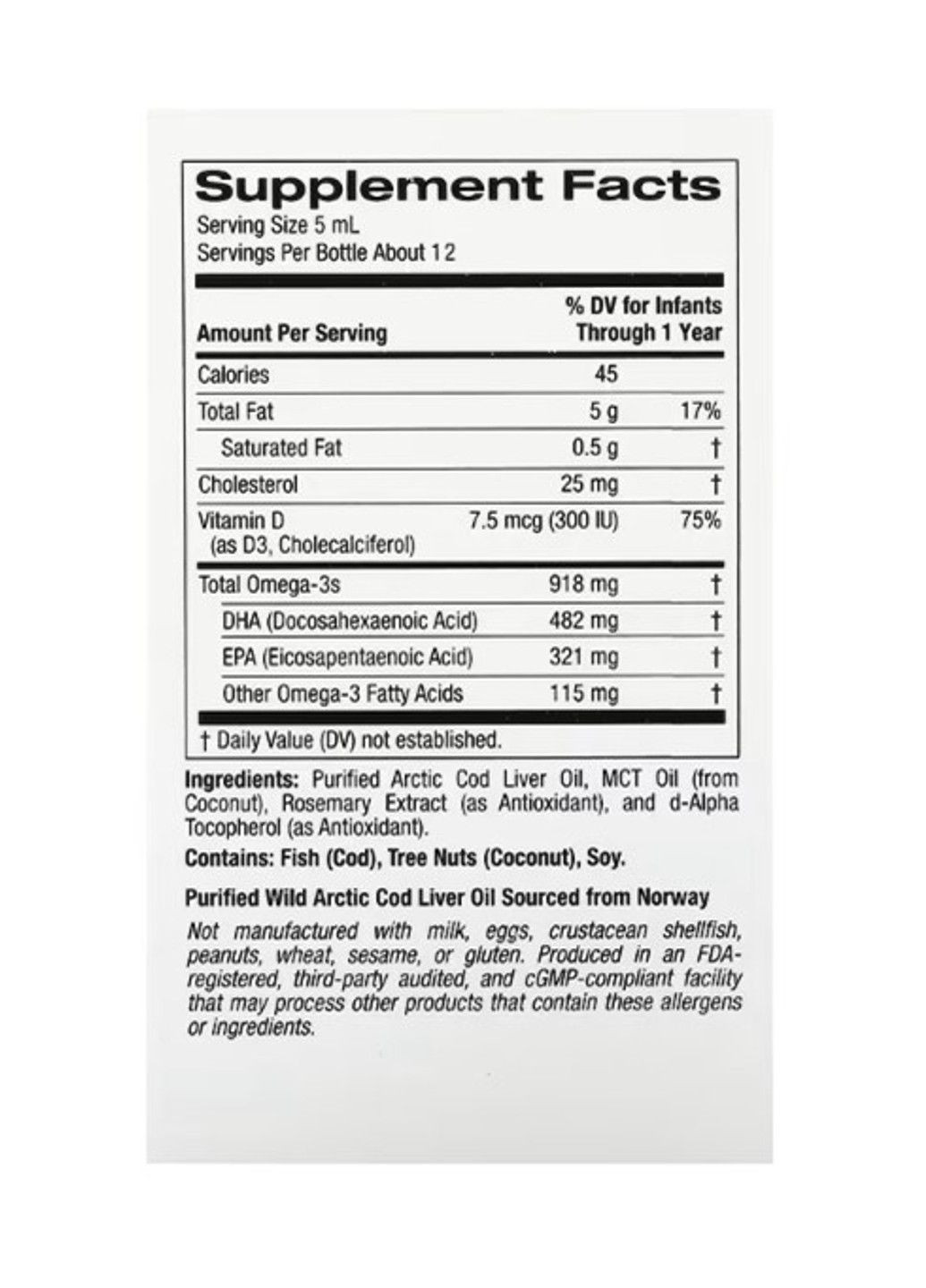 ДГК для детей, омега-3 с витамином D3, 1050 мг, 59 мл California Gold Nutrition (347600036)