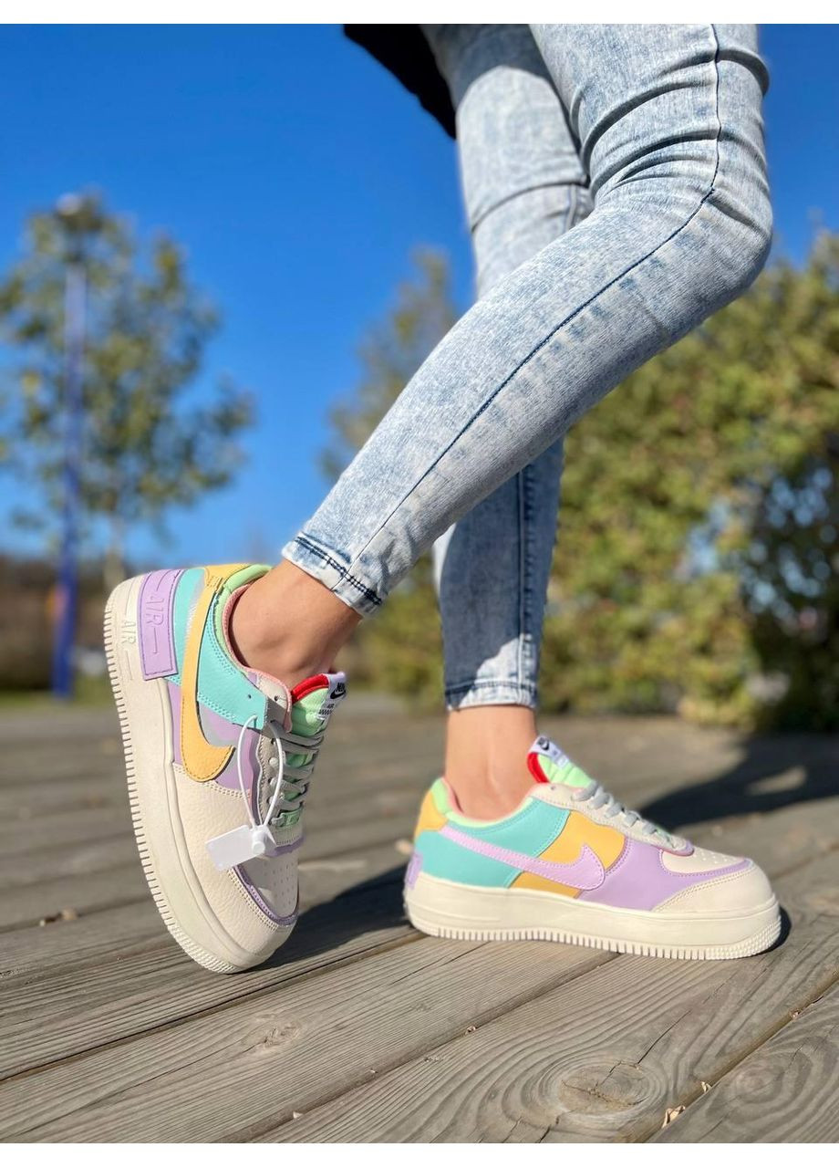 КРОСІВКИ ЖІНОЧІ NIKE AIR FORCE SHADOW PALE IVORY НАЙК АІР ФОРС 1 ПРЕМІУМ No Brand комбіновані зими (368855081)