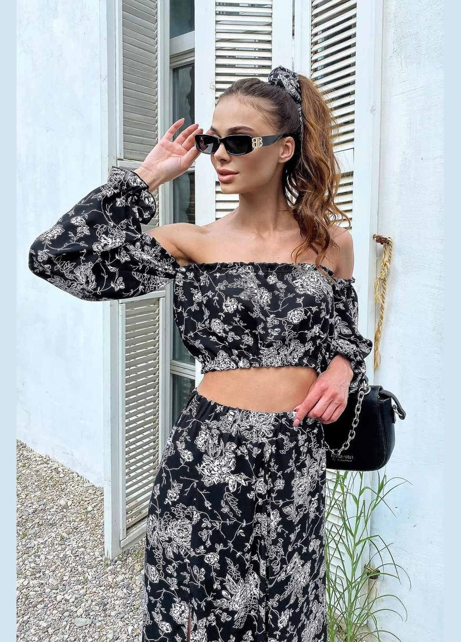 Пляжный костюм топ с юбкой. Черный Seventeen (340476991)