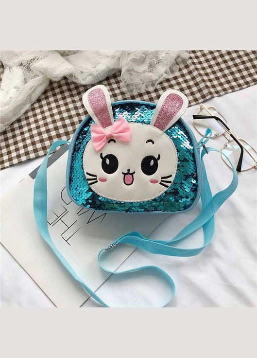 Детская сумка для девочки подарок сумочка Зайчик блестящая Голубая PRC (264914013)
