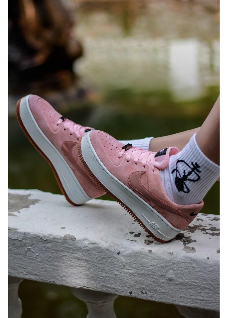 Розовые демисезонные кроссовки мужские nike air force 1 sage pink white 1 найк аир форс 1 премиум No Brand