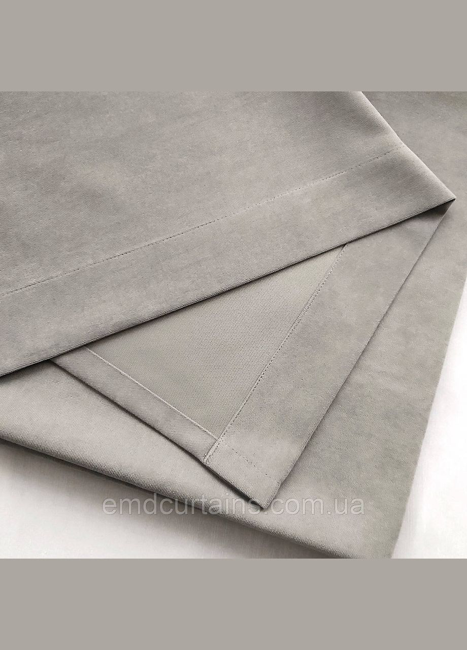 Комплект шторы 2шт 150х250 см микровелюр Серый, тюль бамбук 450 см Тепло-белый No Brand (337354420)